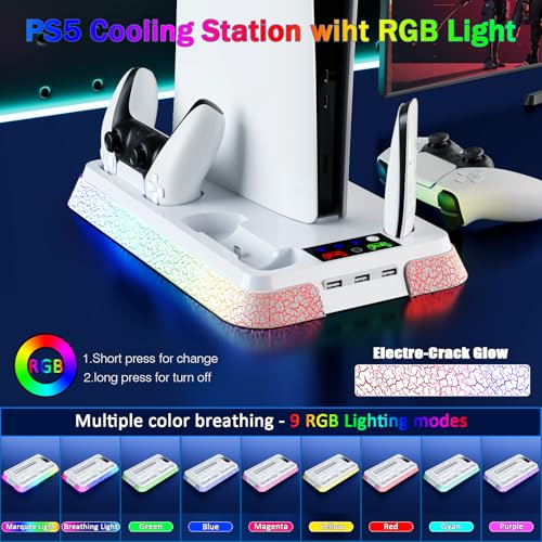 PS5 Stand and Cooling Station with LED Controller Charger for PlayStation 5 X4200