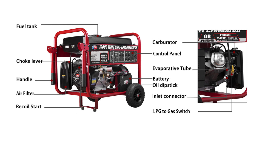 All Power APGG10000GL 10000W Dual Fuel Portable Generator W614634