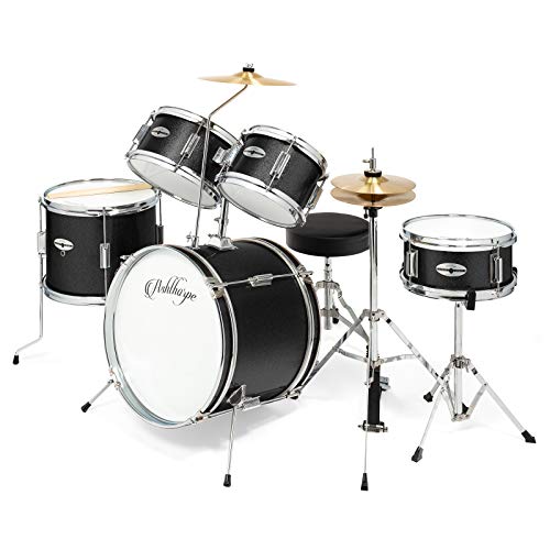 Ashthorpe 5-Piece Junior Drum Set with Brass Cymbals and Adjustable Throne L91179
