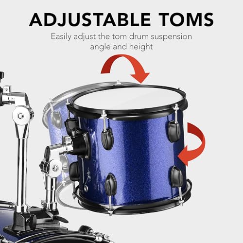 Best Choice Products 5-Piece Full Size Adult Drum Set with Cymbal Stands, Stool, Pedal, Sticks - Dark Blue Sparkle D34023