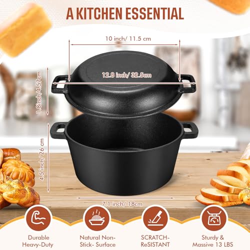 Cast Iron Dutch Oven for Bread Baking with Lid, Nonstick D570706