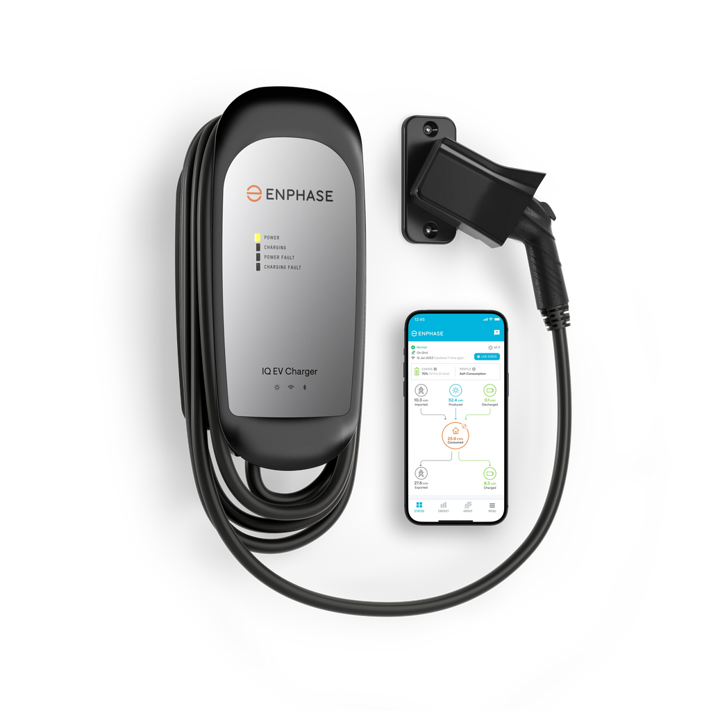 Enphase Smart Level 2 EV Charger with Wi-Fi, Safety Certified, 32 Amp, 240v, NEMA 14-50 Plug, Ruggedized 25ft Cable & J1772 Connector, IQ 40 Home Electric Car Charging Station