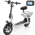Caroma Peak 500W/800W/1200W Electric Scooter with Seat, LED Display & up to 30Miles,12" Tires Foldable Electric Scooter with Basket & Height Adjustable Seat