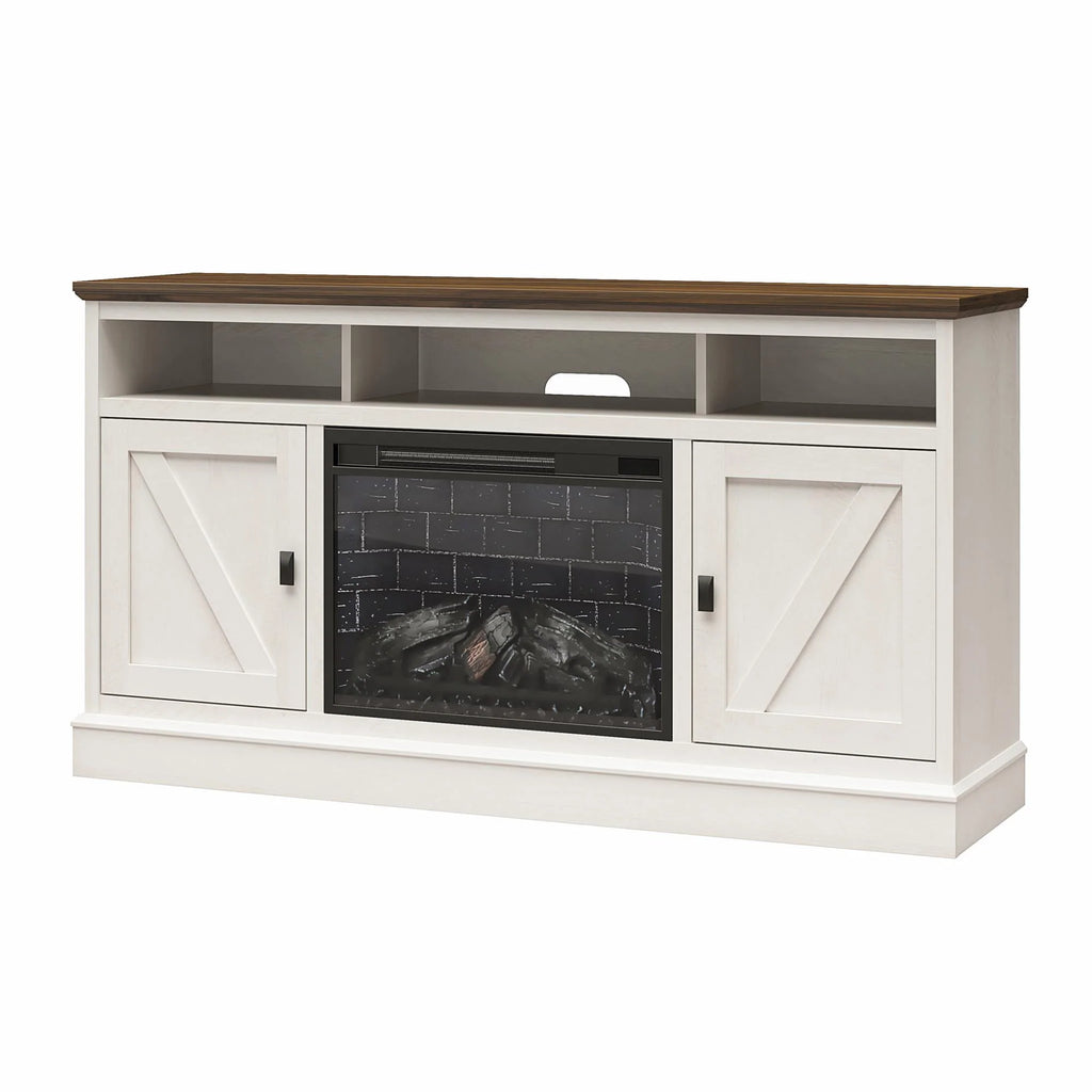 Ameriwood Home Ashton Lane Electric Fireplace TV Stand for TVs up to 65, Black Oak D206311