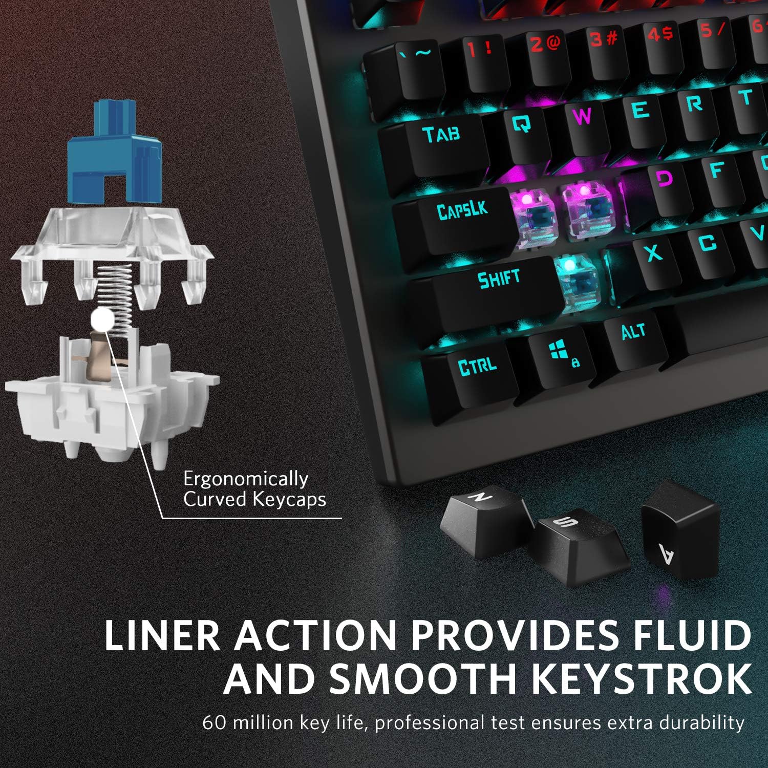 Fiodio Mechanical Gaming Keyboard Wired RGB Rainbow Backlit Blue Switches Ergonomic for Desktop PC, 2 Pack U572