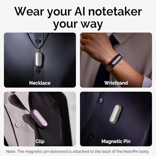 PLAUD NotePin AI Voice Recorder, 64GB, Lunar Silver R2605
