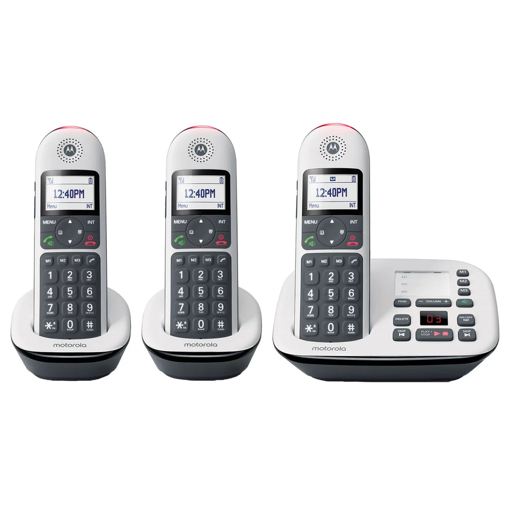 Motorola DECT 6.0 Cordless Phone System with Answering Machine, 3 Handsets I46005