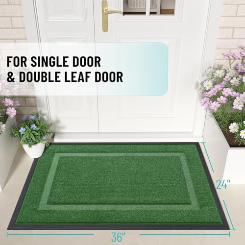 OLANLY Front Door Mat Indoor Outdoor Entrance, Waterproof, 36x24, Black P2970