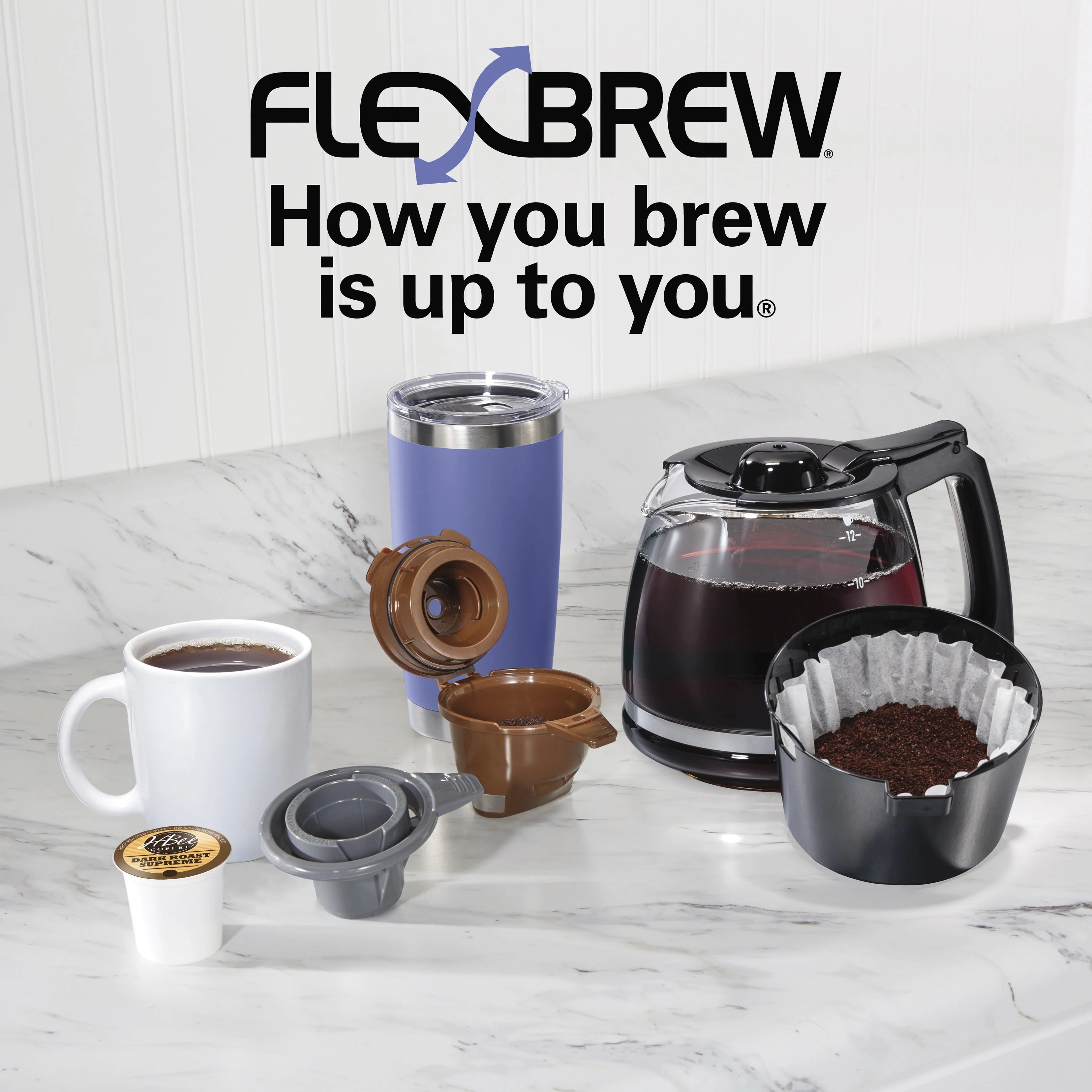 Hamilton Beach FlexBrew Trio Coffee Maker, Single Serve or 12 Cups, Black O620103