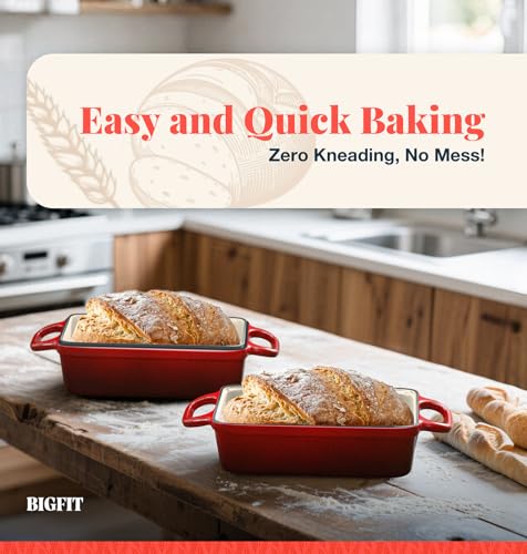 2 IN 1 Cast Iron Bread Loaf Pan with Lid, 3.4QT, Blue A3648