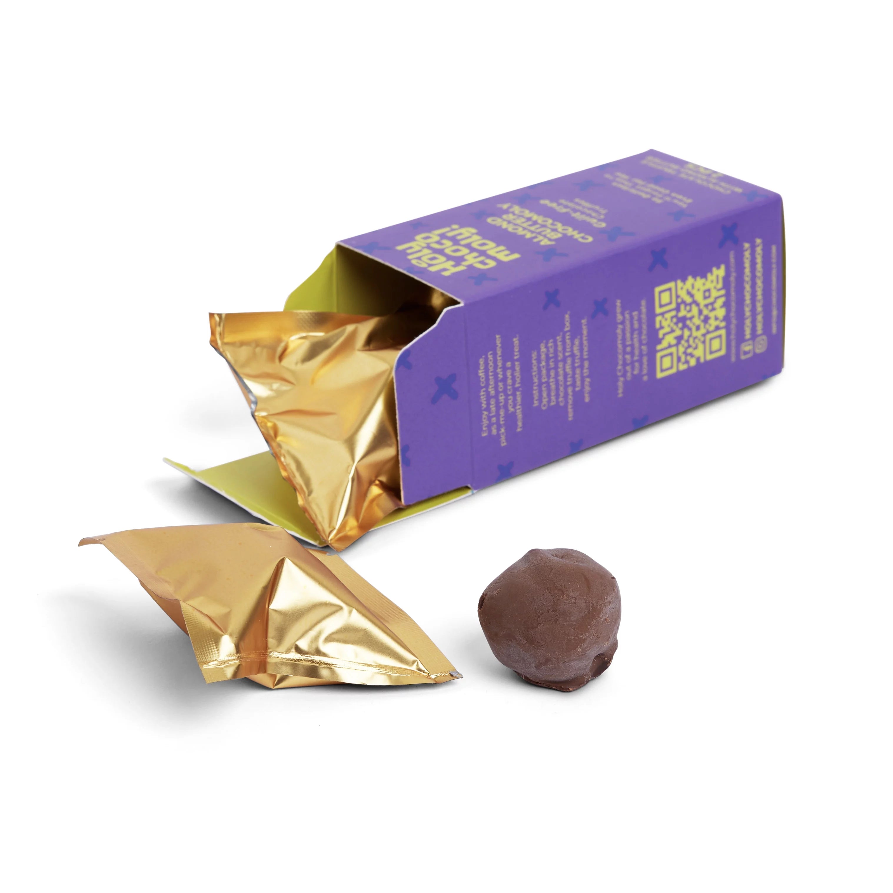 Holy Chocomoly! 4 Pack Almond Butter Chocolate Truffles, Low Sugar Whole Food Snacks N273