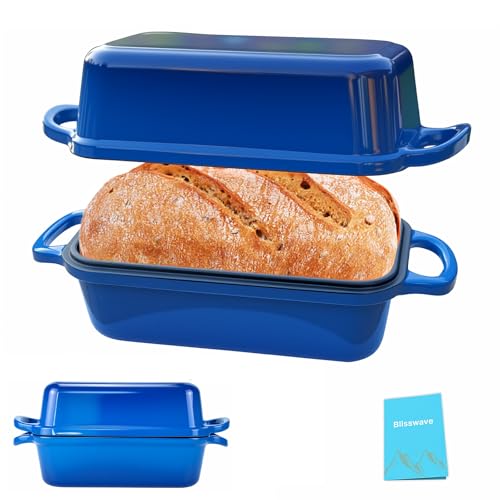 Enameled Cast Iron Bread Pan with Lid, 2 Piece Set, Lake Blue S82842