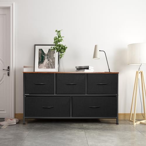 9 Drawer Dresser for Bedroom, Charcoal Black Fabric Storage Chest K84969