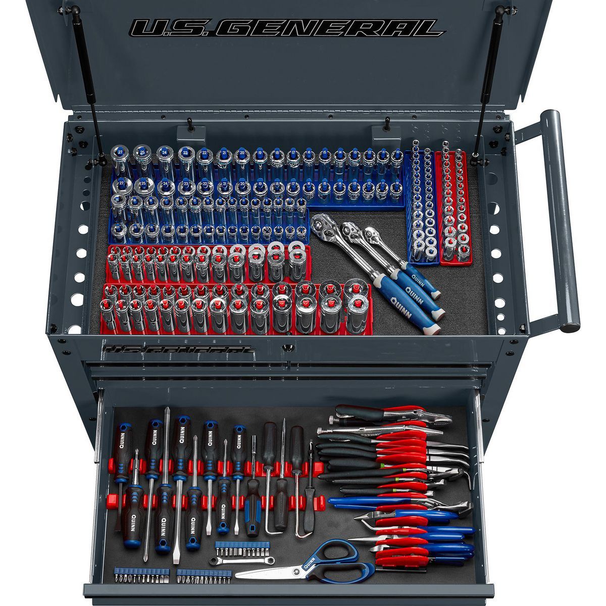 U.S. GENERAL 30 in. 4-Drawer Tech Cart, Red Y546116