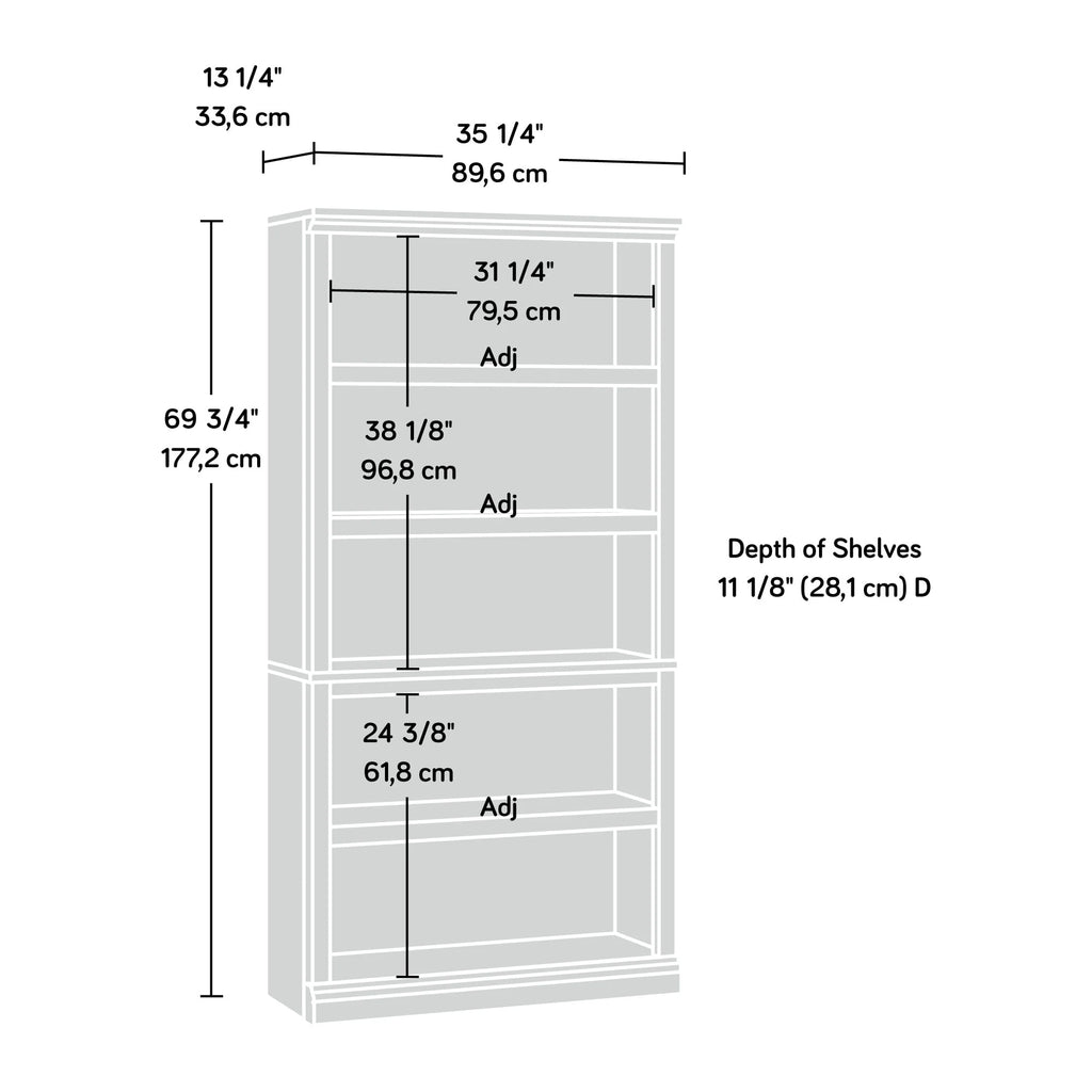 Sauder Select 5-Shelf Bookcase, Chalked Chestnut Finish O1929