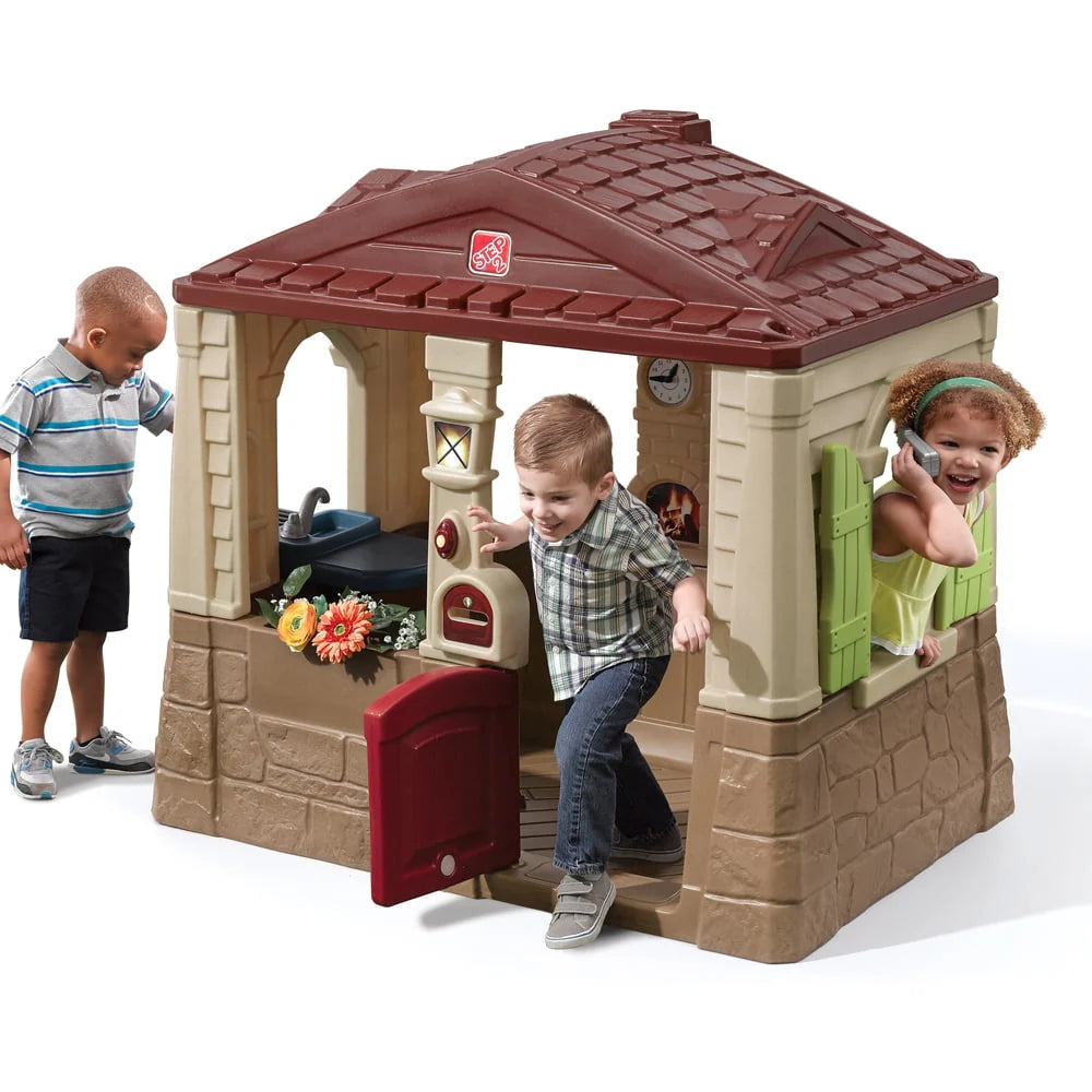 Step2 Neat & Tidy Cottage II Brown Playhouse Plastic Kids Outdoor Toy G21972