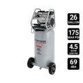 FORTRESS 26 Gallon, 175 PSI Ultra Quiet Oil-Free Vertical Shop/Auto Air Compressor