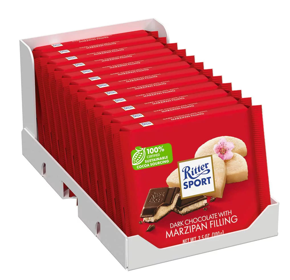 Ritter Sport Dark Chocolate with Marzipan Bars, 3.5 oz, 12-Pack H816
