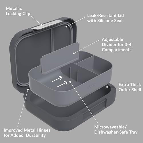 Bentgo Modern Adult & Teen Bento Lunch Box, Leak-Resistant, BPA-Free, Dark Gray G5523