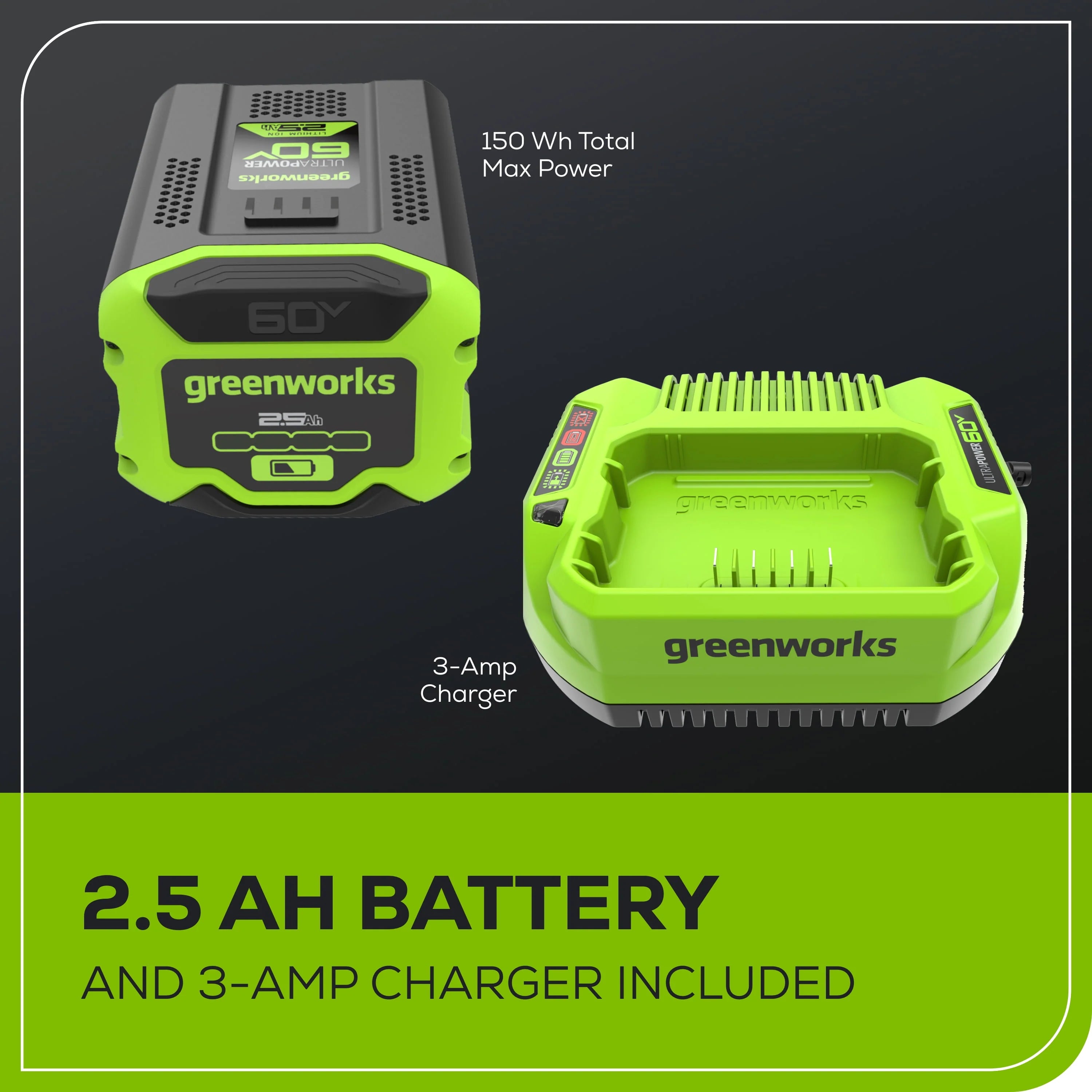 Greenworks 60V 630 CFM 170 MPH Leaf Blower with 2.5 Ah Battery & Charger N4416