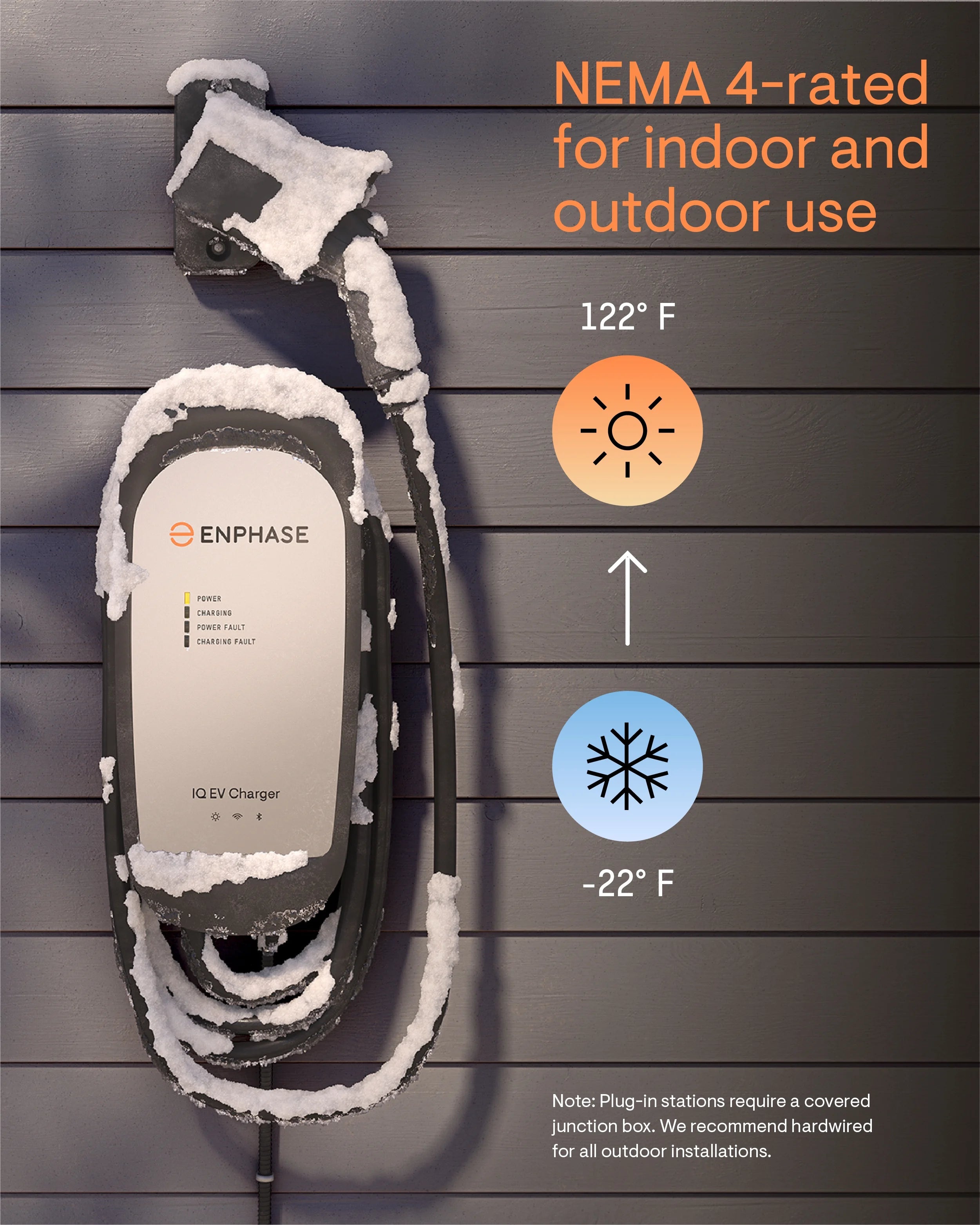 Enphase Smart Level 2 EV Charger, 32 Amp, Wi-Fi, J1772 Connector F167
