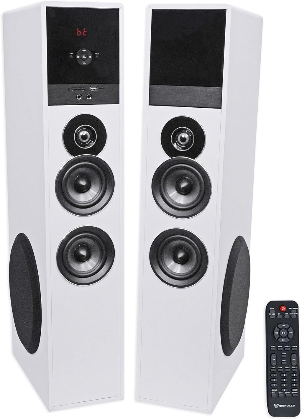 Rockville TM80C Cherry Powered Home Theater Tower Speakers 8" Sub D771069