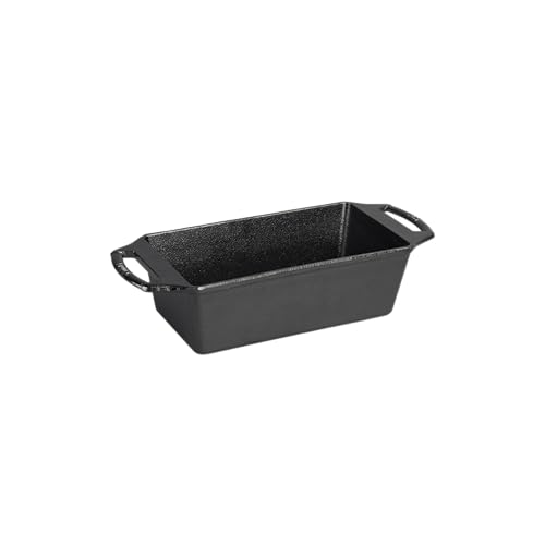 Lodge 10 Inch Pre-Seasoned Cast Iron Loaf Pan with Dual Handles, Black Z31349