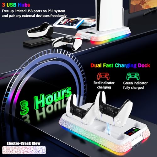 PS5 Stand and Cooling Station with LED Controller Charger for PlayStation 5 X4200