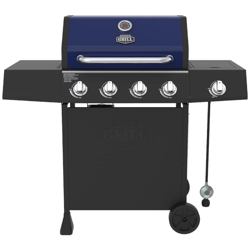 Expert Grill 4 Burner Propane Gas Grill with Side Burner, Blue L91857