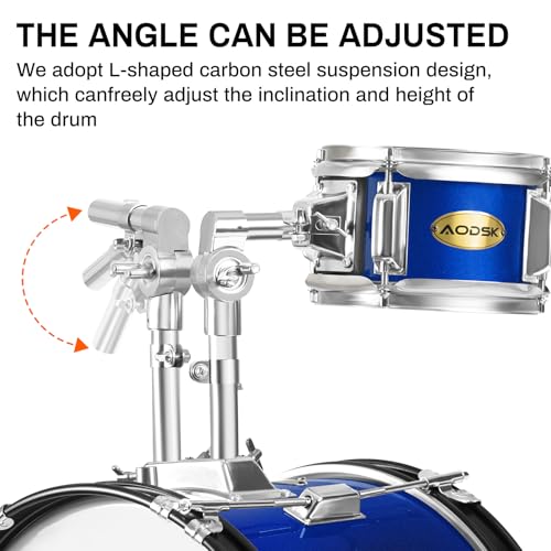 AODSK 5-Piece Kid Drum Set with Cymbal, Hi-Hat & Pedal, Black V3743