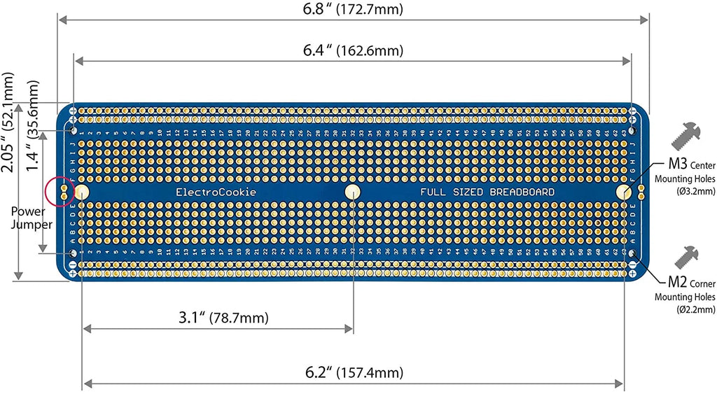 ElectroCookie Solderable Breadboard Large PCB for Arduino DIY Projects H513325