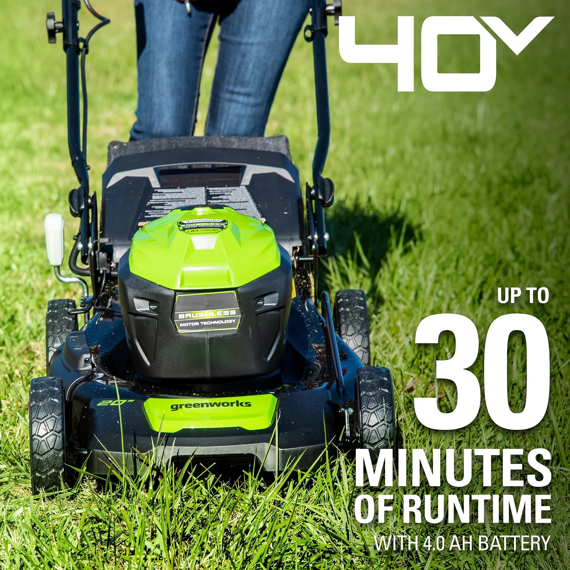 Greenworks 40V 20" Brushless Push Lawn Mower with Battery & Charger Z368