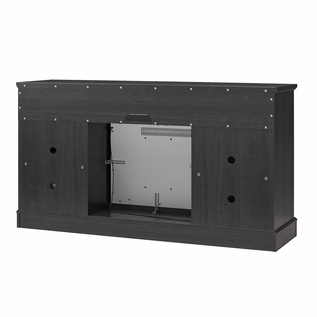 Ameriwood Home Ashton Lane Electric Fireplace TV Stand for TVs up to 65, Black Oak D206311