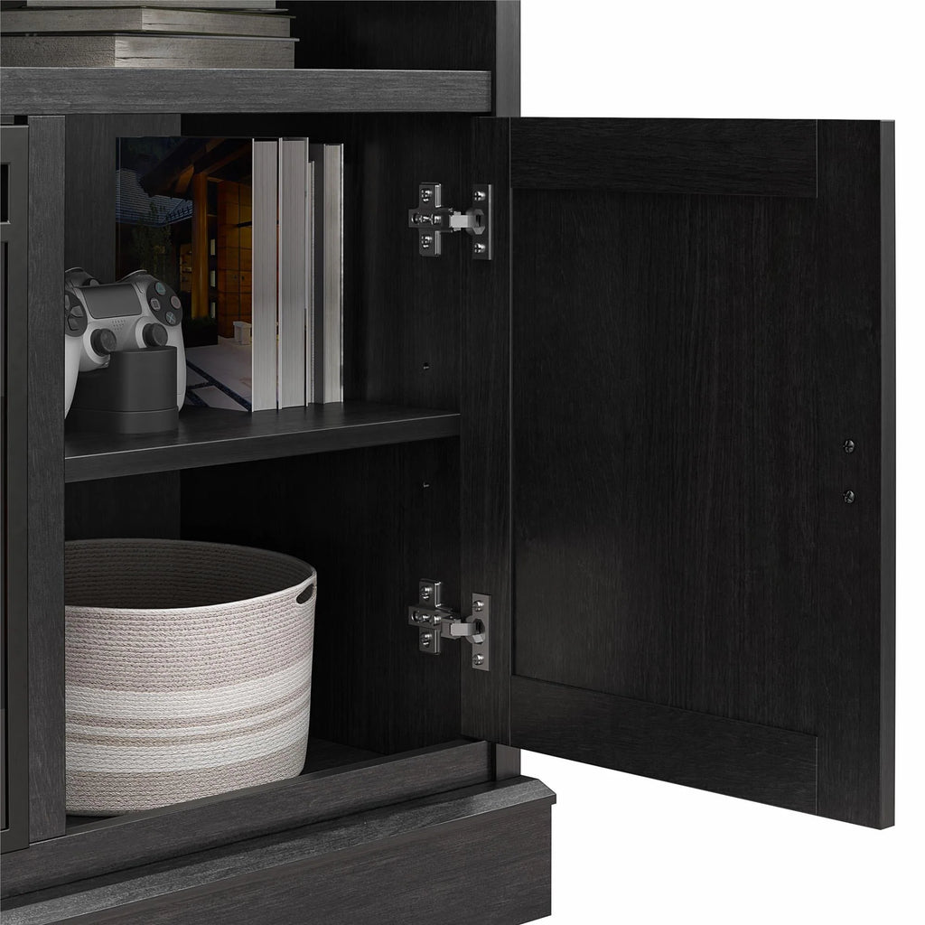 Ameriwood Home Ashton Lane Electric Fireplace TV Stand for TVs up to 65, Black Oak D206311