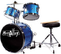 Music Alley 3 Piece Kids Drum Set with Cymbal, Pedal & Sticks, Blue R340
