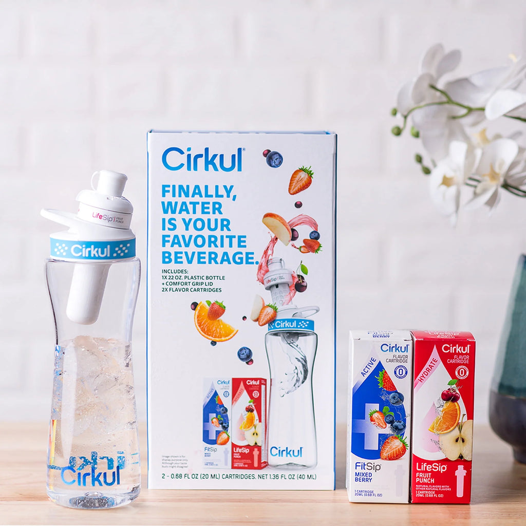 Cirkul 22oz Plastic Water Bottle Starter Kit with 2 Flavor Cartridges H11856