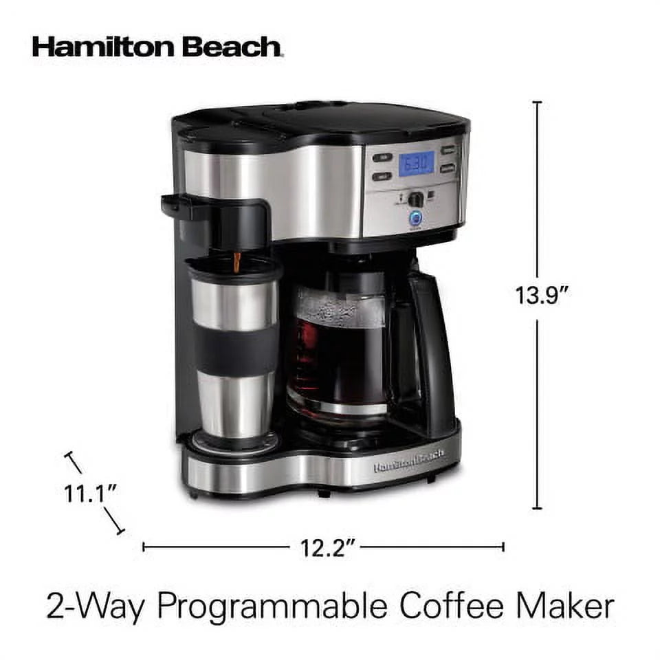 Hamilton Beach 2-Way Coffee Maker, Single-Serve or 12 Cups, Black P1365