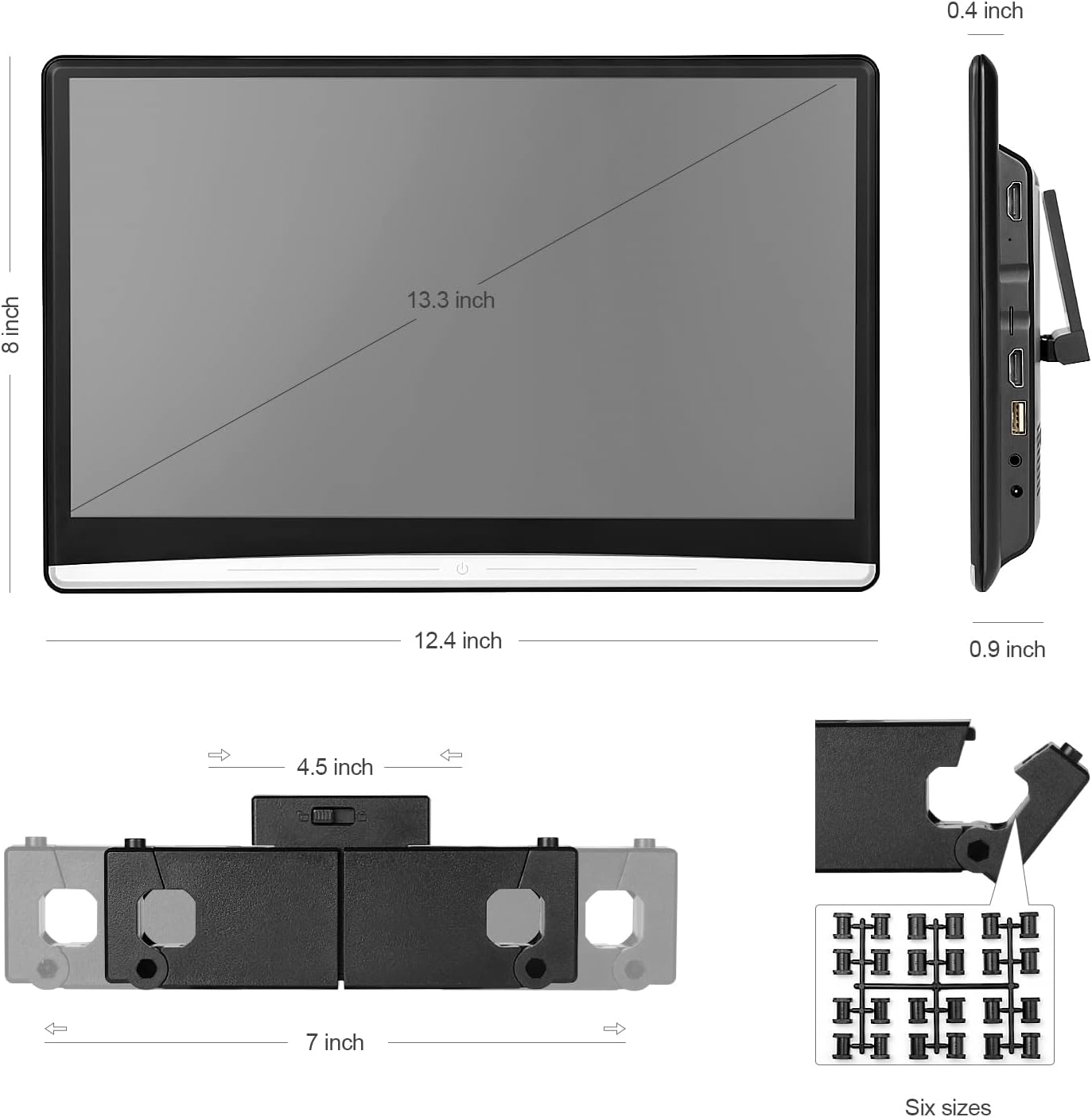 Ventray 13.3 Inch Android 10 Car Headrest Video Player with Touch Screen J3048