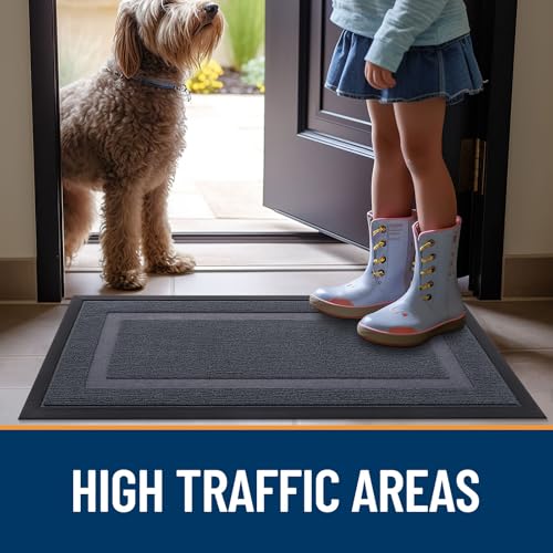 OLANLY Front Door Mat Indoor Outdoor Entrance, Waterproof, 36x24, Black P2970