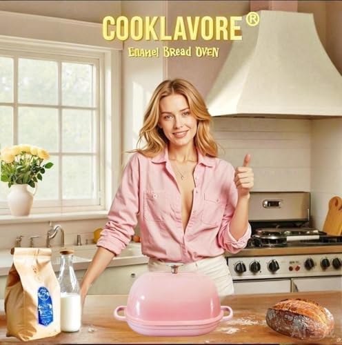 Cast Iron Dutch Oven 6 QT Bread Pan with Lid, Pink J511269
