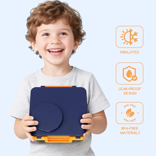 Bento Box for Kids - Leak-Proof Lunch Box with Insulated Thermos Food Jar, Blue O585527