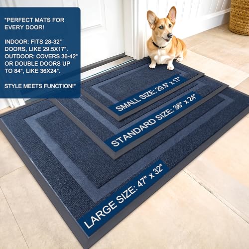 OLANLY Front Door Mat Indoor Outdoor Entrance, Waterproof, 36x24, Black P2970