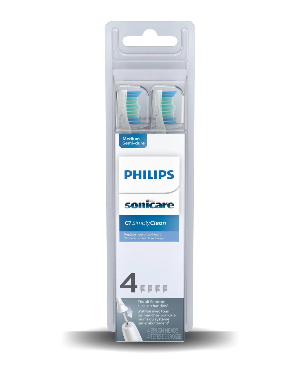 Philips Sonicare Simplyclean C1 Replacement Toothbrush Heads, 4 Pack O936