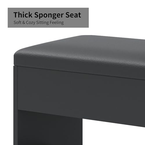 55" Vanity Desk with Charging Station and Lighted Mirror, Black Z765