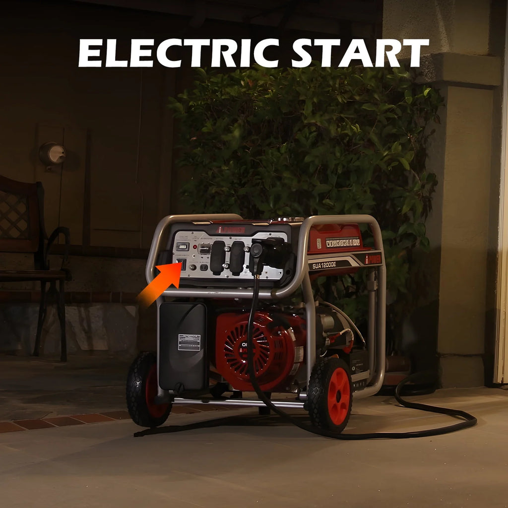 iPower 12000 Watt Portable Gas Generator with Electric Start & Wheel Kit D6242