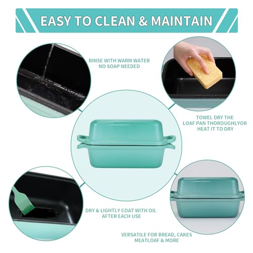 Cast Iron Bread Pan with Lid 9"x5", Set of 2 (Black) N777454