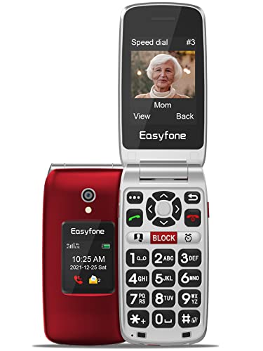 Easyfone Prime-A1 Pro 4G Flip Cell Phone for Seniors with SOS Button and Charging Dock P72360