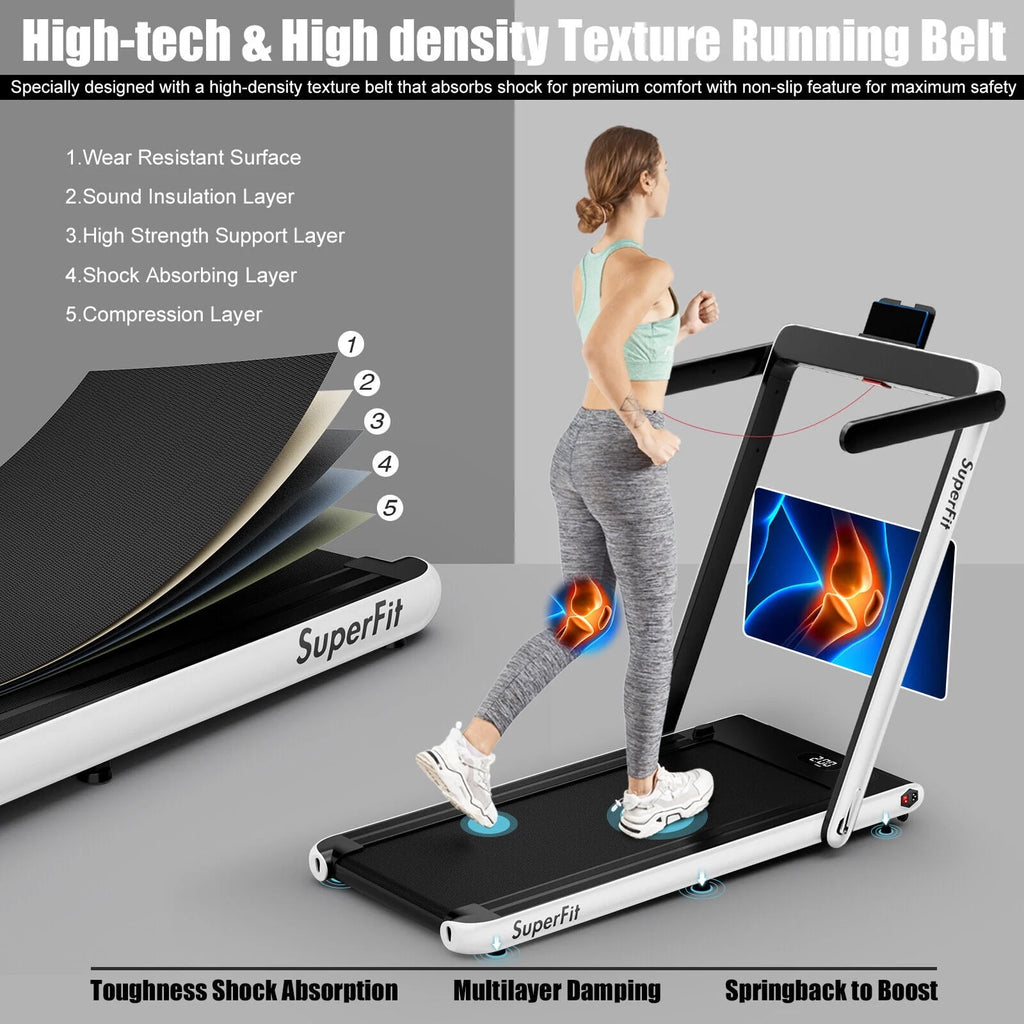 SuperFit 2 in 1 Folding Treadmill with APP Control Speaker Black D991
