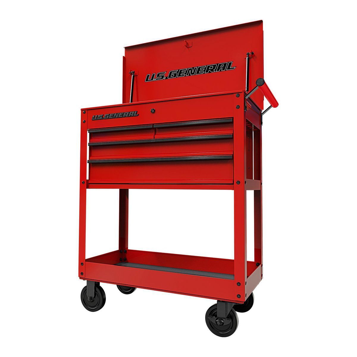 U.S. GENERAL 30 in., 4-Drawer Tech Cart, Red