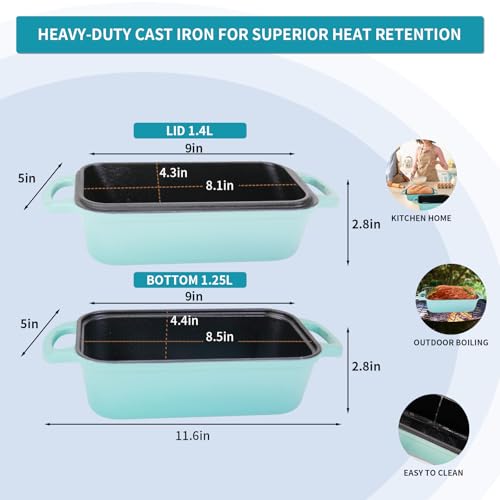 Enameled Cast Iron Bread Pan with Lid, 2 Piece Set, Lake Blue S82842